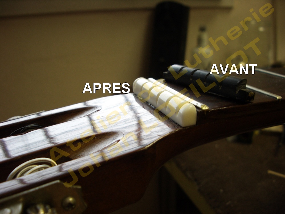 Fabrication d'un sillet de tête pour guitare classique